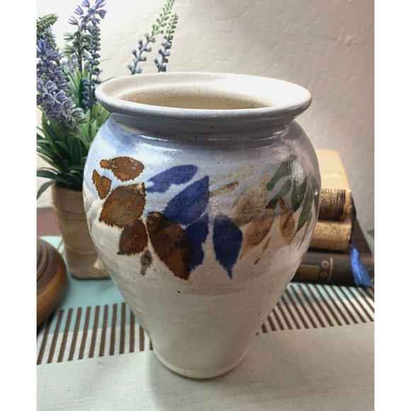 Studio Art Pottery Ceramic Flower VASE Bamboo Motif - Picture 2 of 5